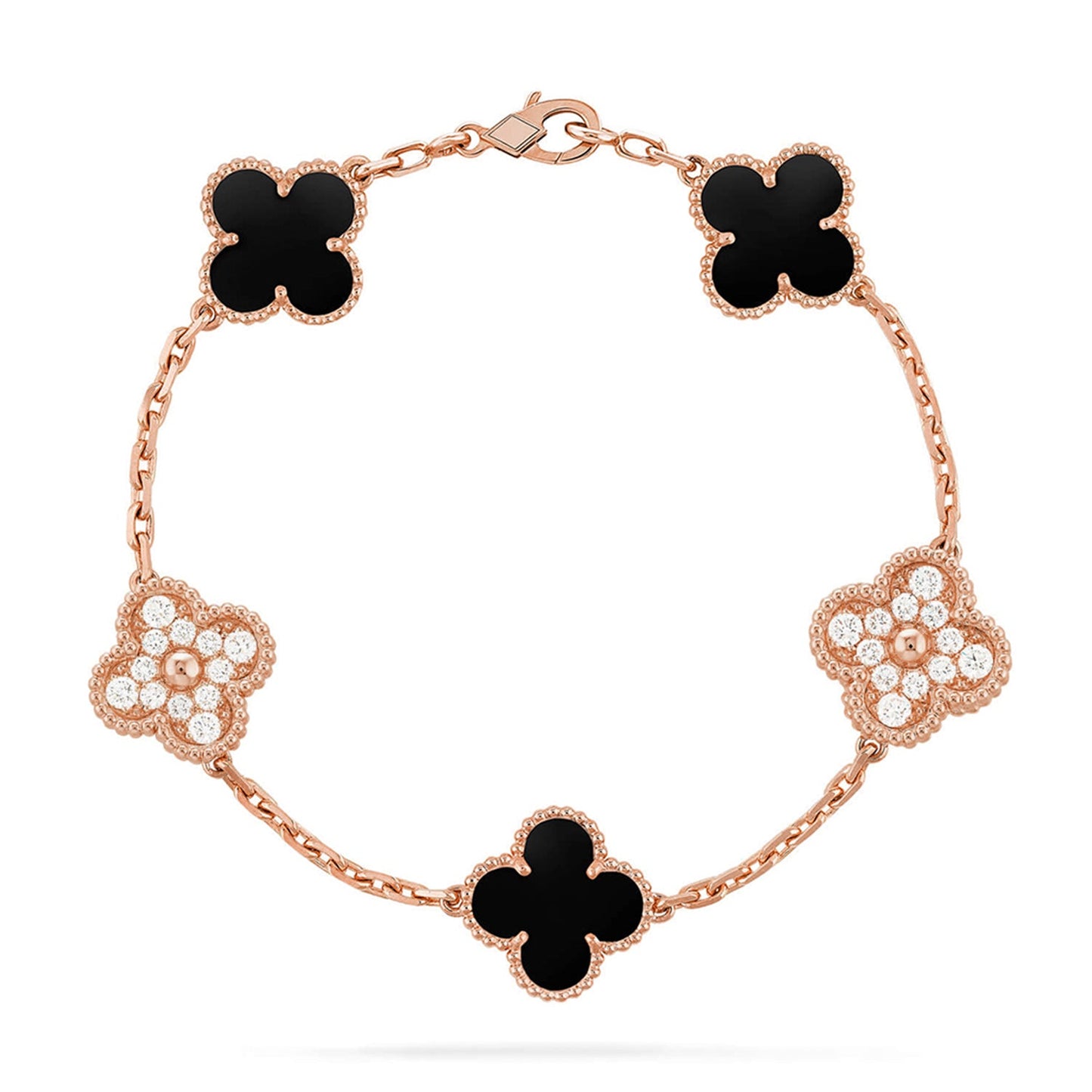 [ElanLuxe Jewelry] CLOVER 5 MOTIF ONYXS BRACELET COLLECTION