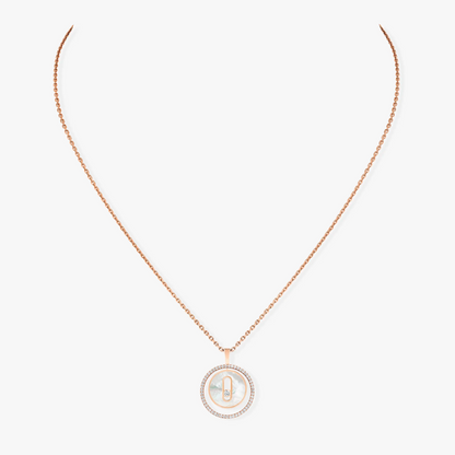 [ElanLuxe Jewelry]LUCKY MOVE 1 DIAMOND WHITE MOTHER OF PEARL PINK GOLD DIAMOND NECKLACE