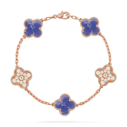 [ElanLuxe Jewelry]CLOVER 5 MOTIF BLUE VEINS BRACELET COLLECTION