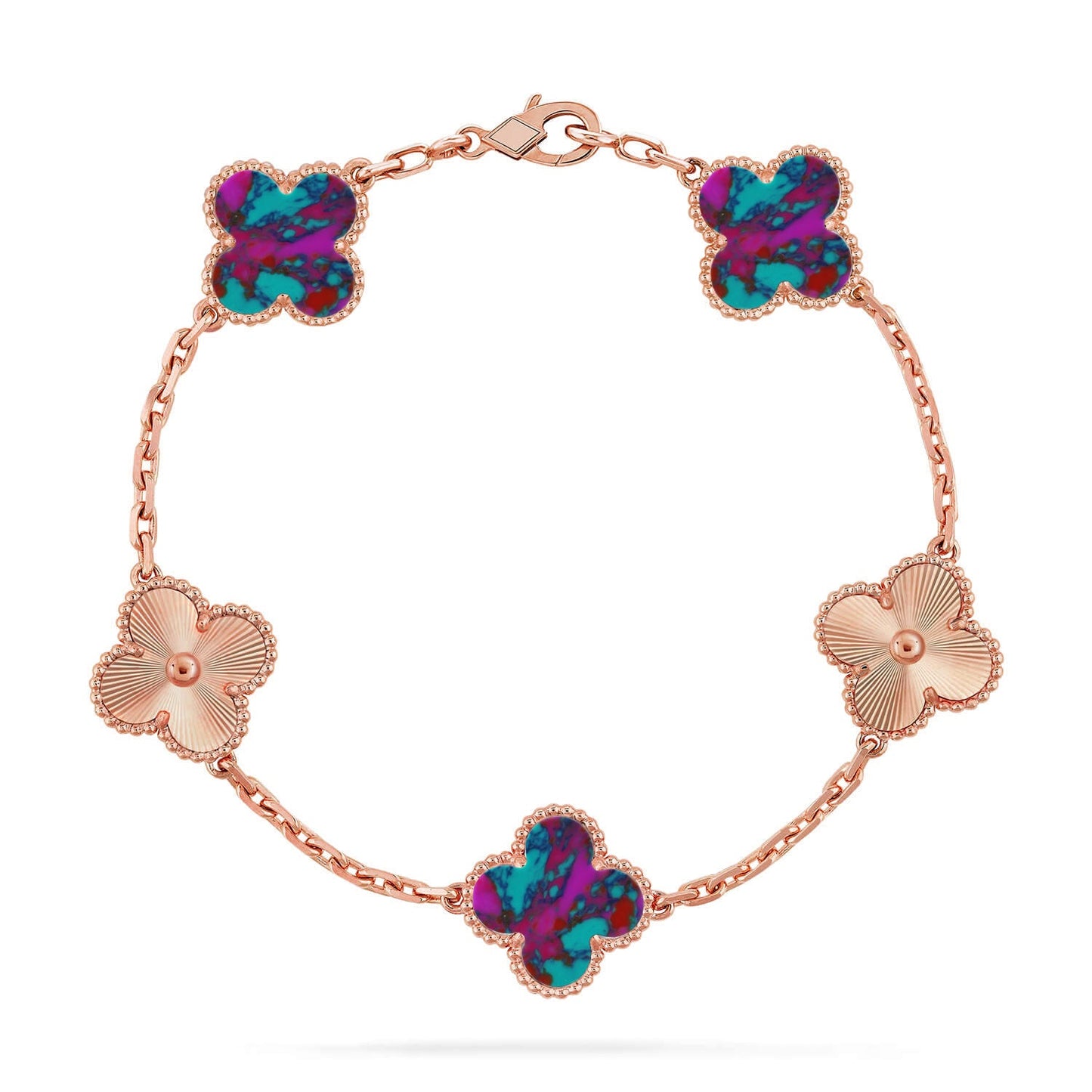 [ElanLuxe Jewelry]CLOVER 5 MOTIF COLOR GEMSTONES BRACELET COLLECTION