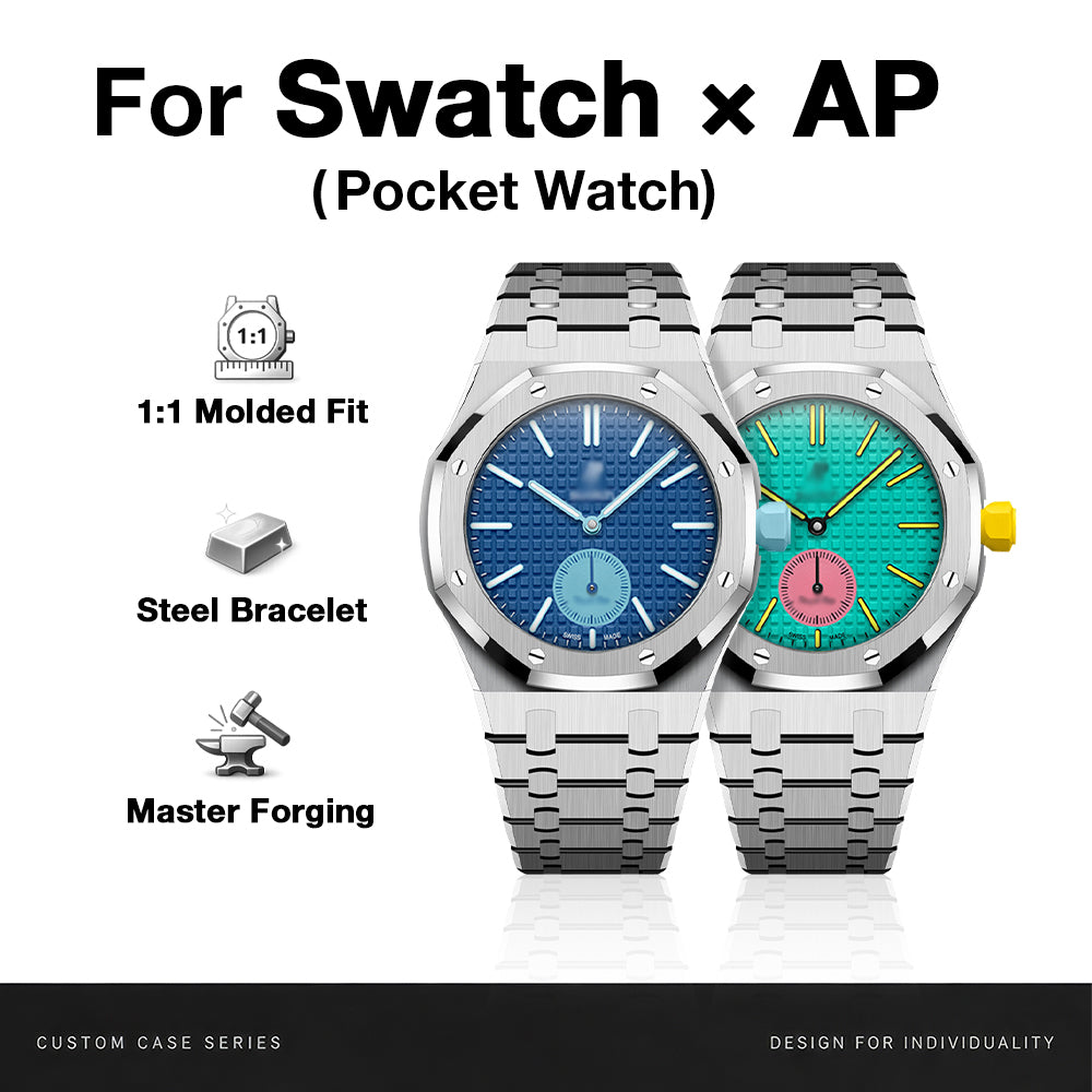 Strap For Ap Swatch Royal Oak Pop Exclusive Steel Case & Strap Full‑wrap Embedded Watch Band