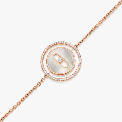 [ElanLuxe Jewelry]LUCKY MOVE WHITE MOTHER OF PEARL PINK GOLD DIAMOND BRACELET