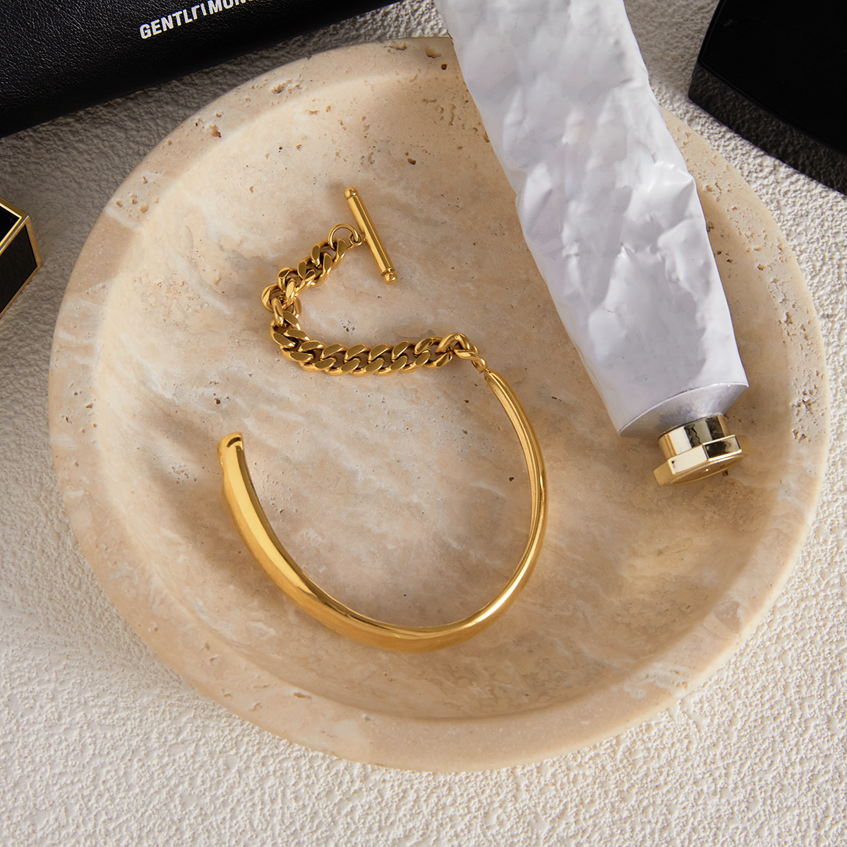 [ElanLuxe]Myrna Chained Gold Bangle