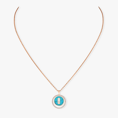 [ElanLuxe Jewelry]LUCKY MOVE 1 DIAMOND TURQUOISE PINK GOLD DIAMOND NECKLACE