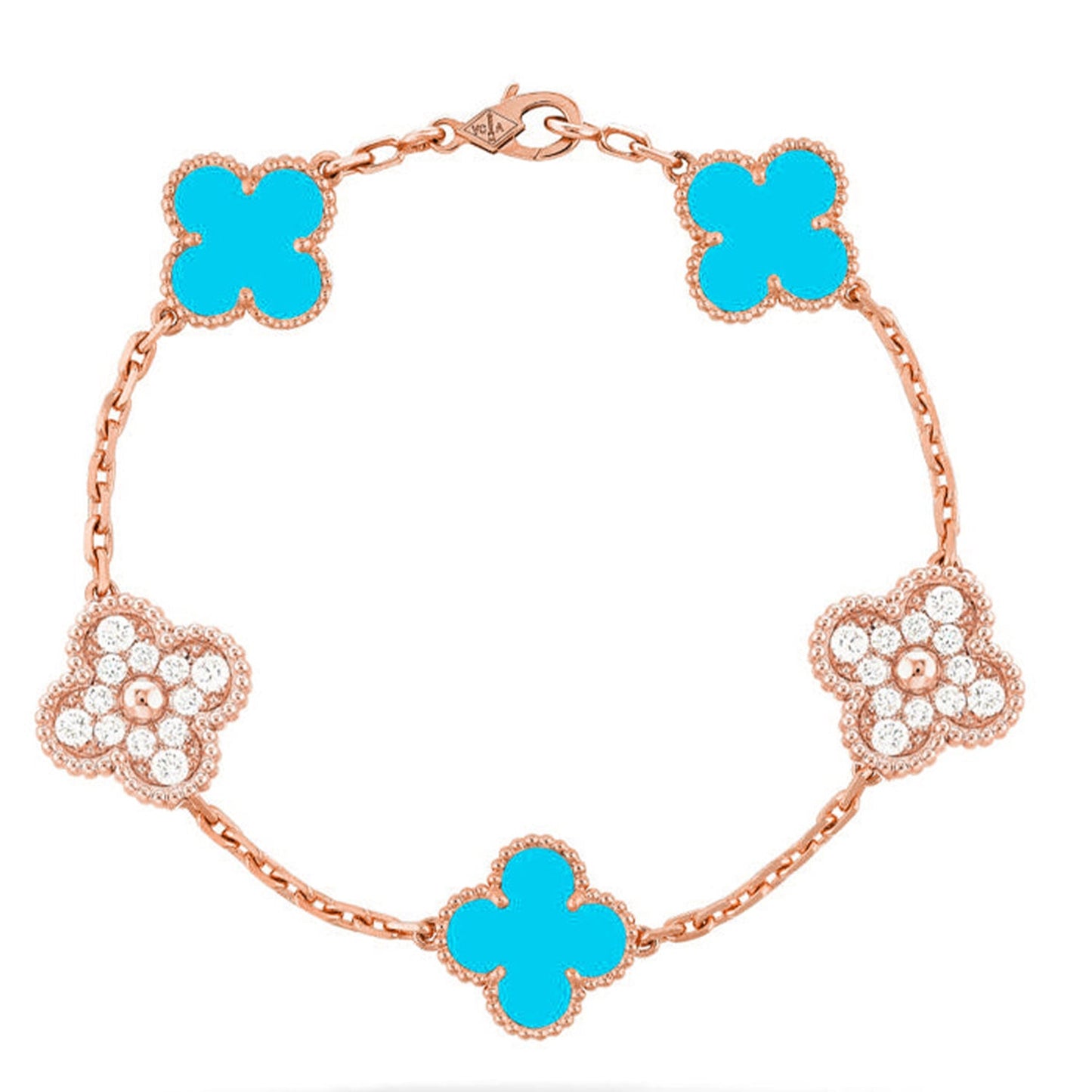 [ElanLuxe Jewelry] CLOVER 5 MOTIF TURQUOISE BRACELET COLLECTION
