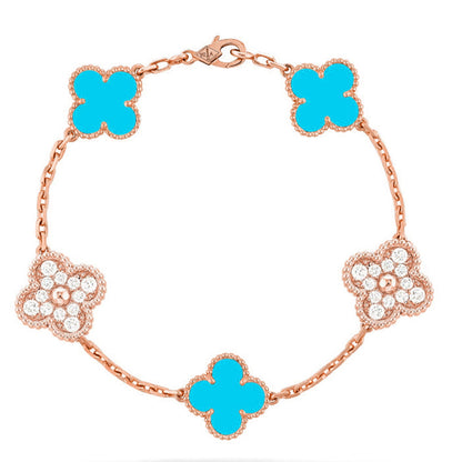 [ElanLuxe Jewelry] CLOVER 5 MOTIF TURQUOISE BRACELET COLLECTION