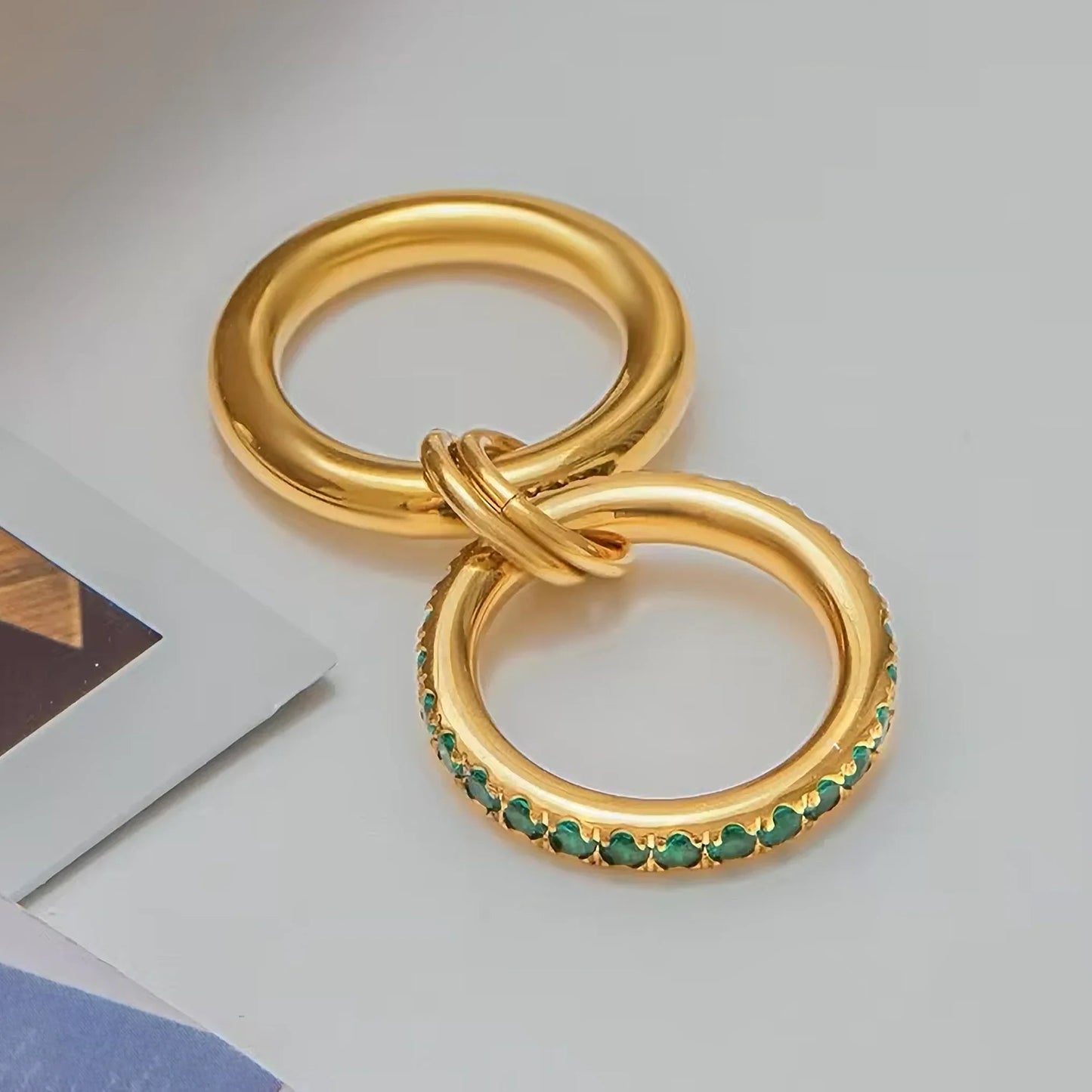 [ElanLuxe]Viridian Stacked Diamond Ring