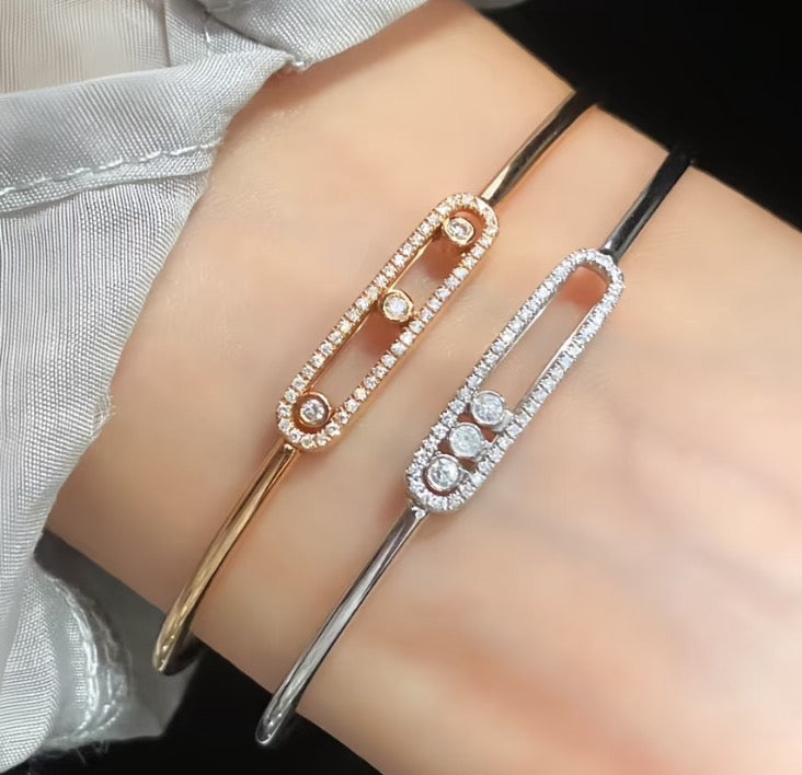 [ElanLuxe Jewelry]Move Pav茅 Diamond Bangle Bracelet M