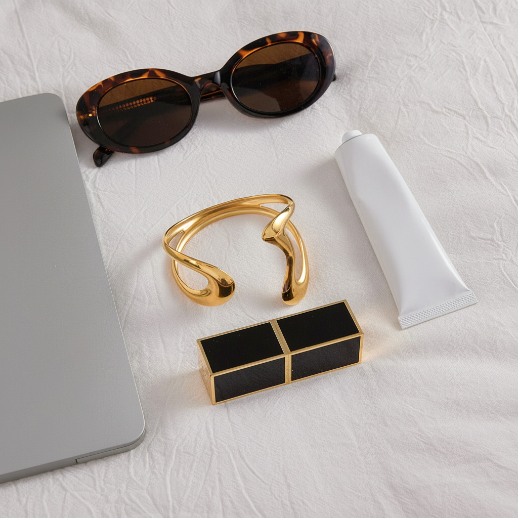 [ElanLuxe]Lulu Sculpted Gold Bangle
