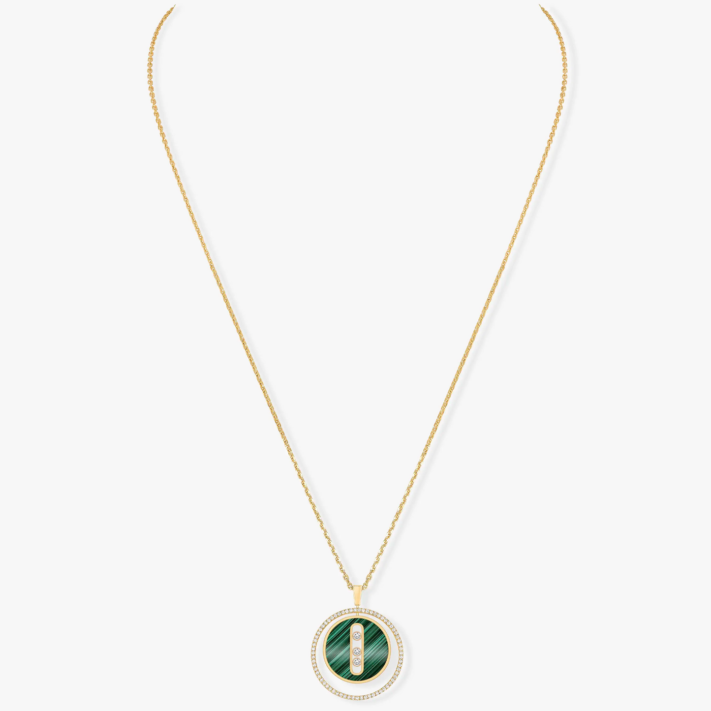 [ElanLuxe Jewelry]LUCKY MOVE 3 DIAMOND MALACHITE GOLD DIAMOND NECKLACE