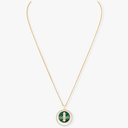 [ElanLuxe Jewelry]LUCKY MOVE 3 DIAMOND MALACHITE GOLD DIAMOND NECKLACE