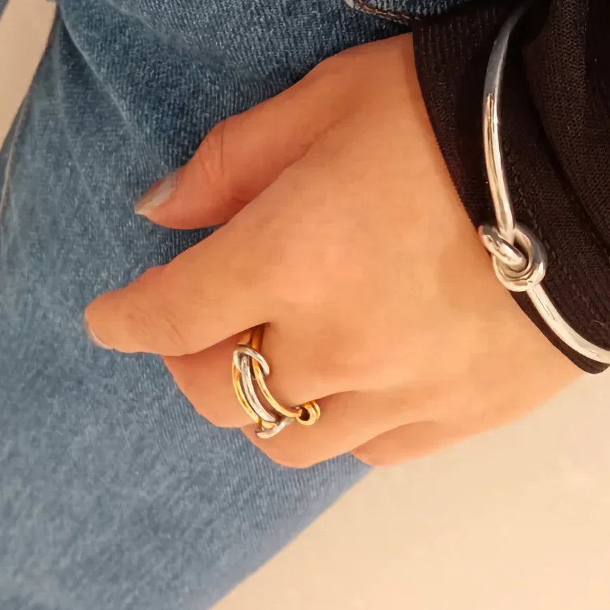 [ElanLuxe]Jessica Two-Tone Ring Stack