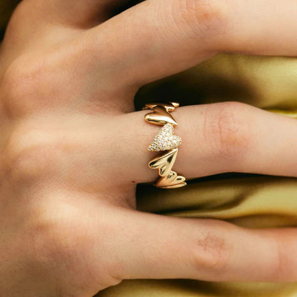 [ElanLuxe]Ciel Diamond Hearts Ring
