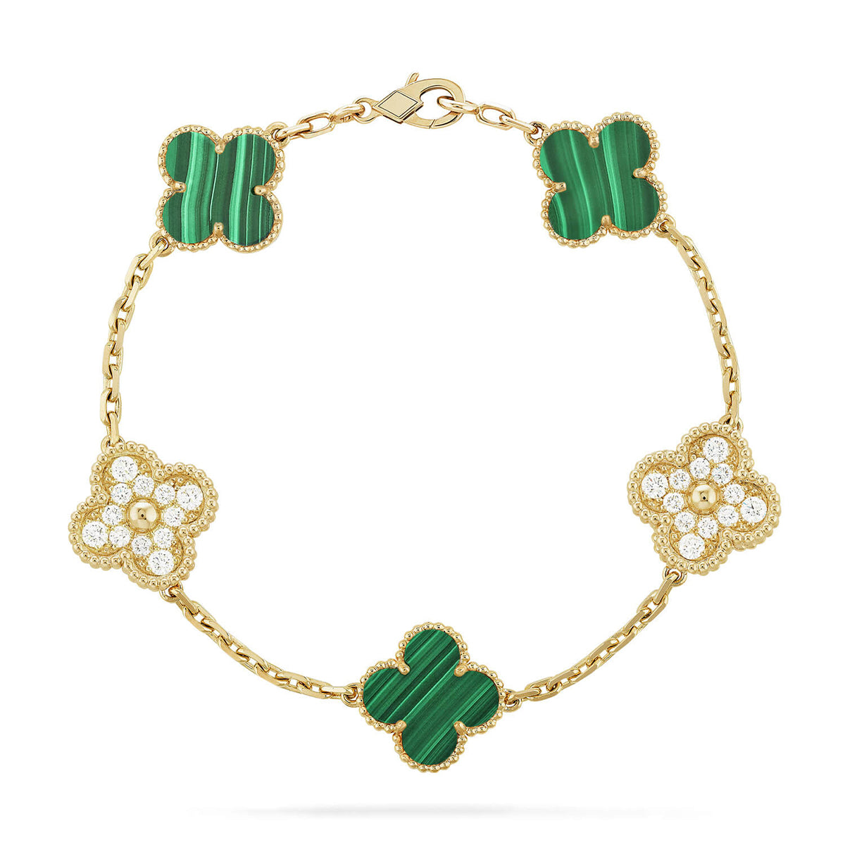 [ElanLuxe Jewelry] CLOVER 5 MOTIF MALACHITE BRACELET COLLECTION