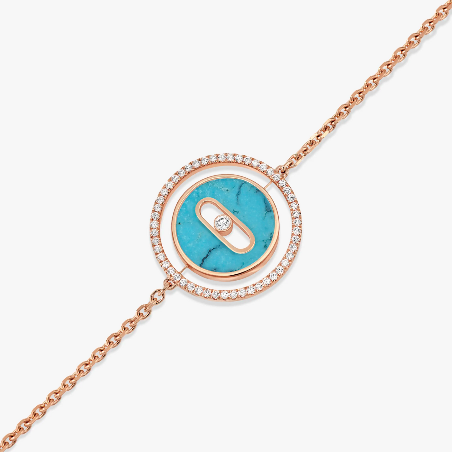 [ElanLuxe Jewelry]LUCKY MOVE TURQUOISE PINK GOLD DIAMOND BRACELET