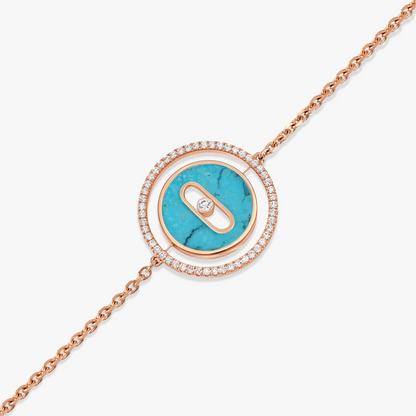 [ElanLuxe Jewelry]LUCKY MOVE TURQUOISE PINK GOLD DIAMOND BRACELET