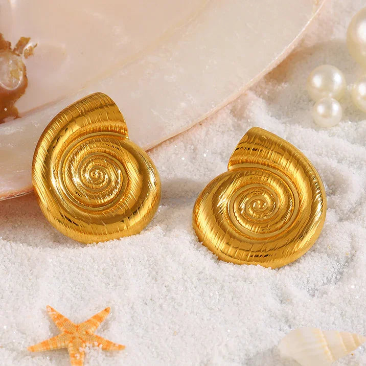 [ElanLuxe]Nauticia Gold Shell Earrings