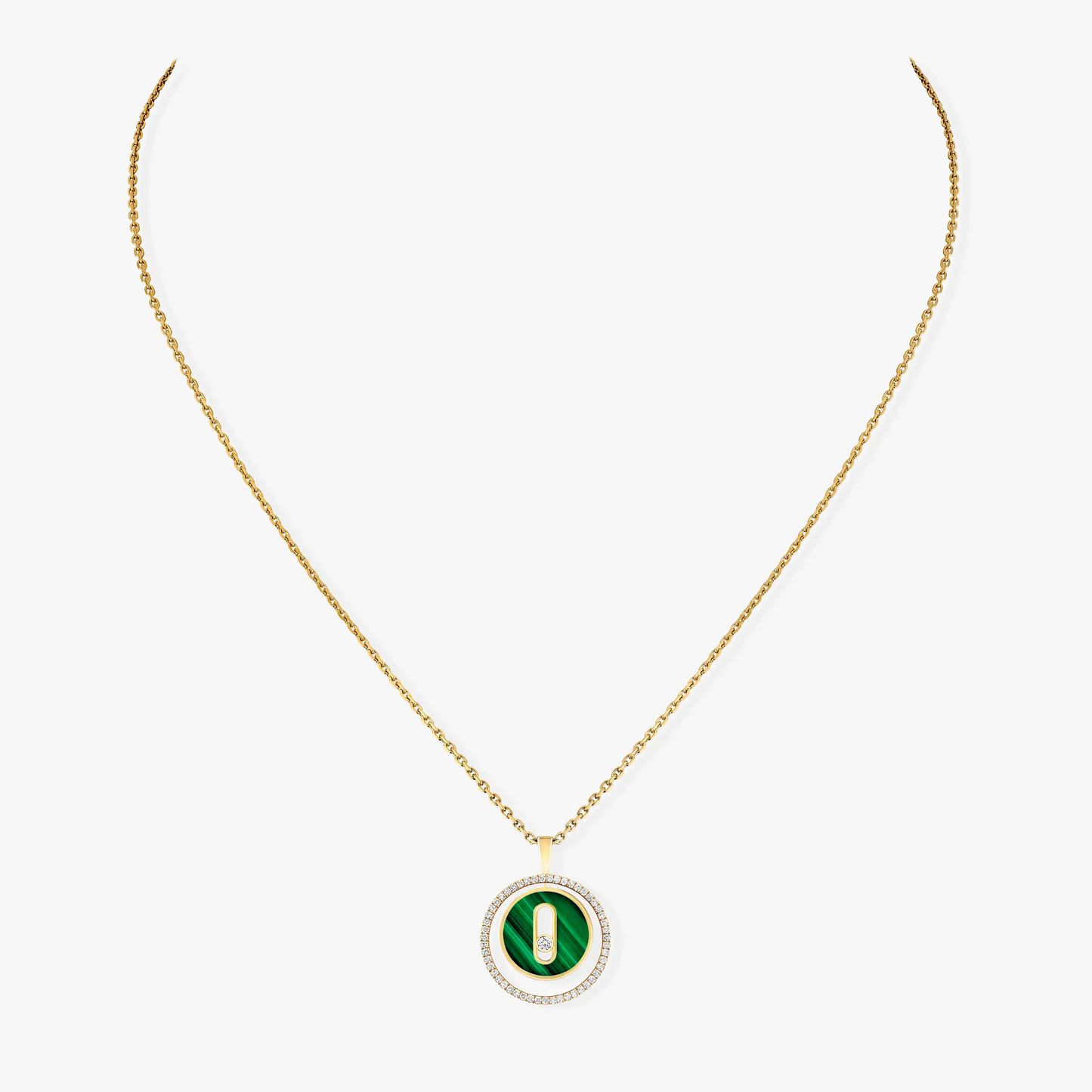[ElanLuxe Jewelry]LUCKY MOVE 1 DIAMOND MALACHITE GOLD DIAMOND NECKLACE