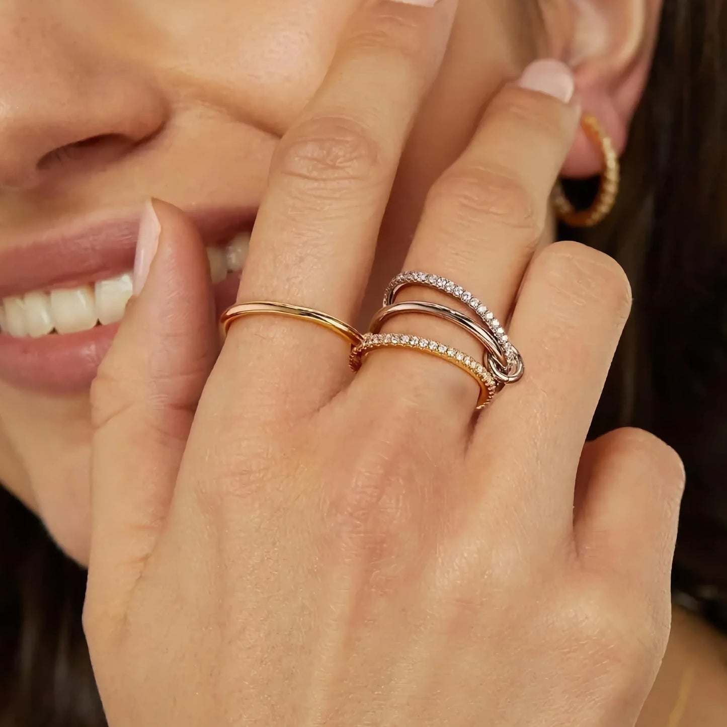 [ElanLuxe]Ivy Stacked Diamond Ring