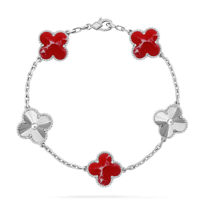 [ElanLuxe Jewelry]CLOVER 5 MOTIF RED PATTERN BRACELET COLLECTION