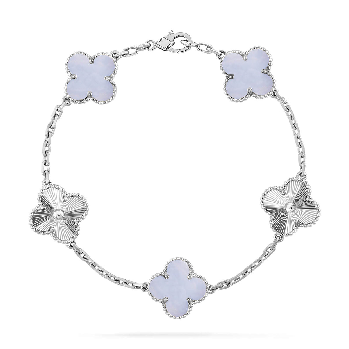 [ElanLuxe Jewelry] CLOVER 5 MOTIF PURPLE CHALCEDONY BRACELET COLLECTION