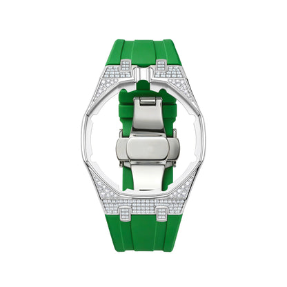 Strap For Ap Swatch Royal Oak Pop Exclusive Steel Case With Diamond(Moissanite) & Silicone Strap