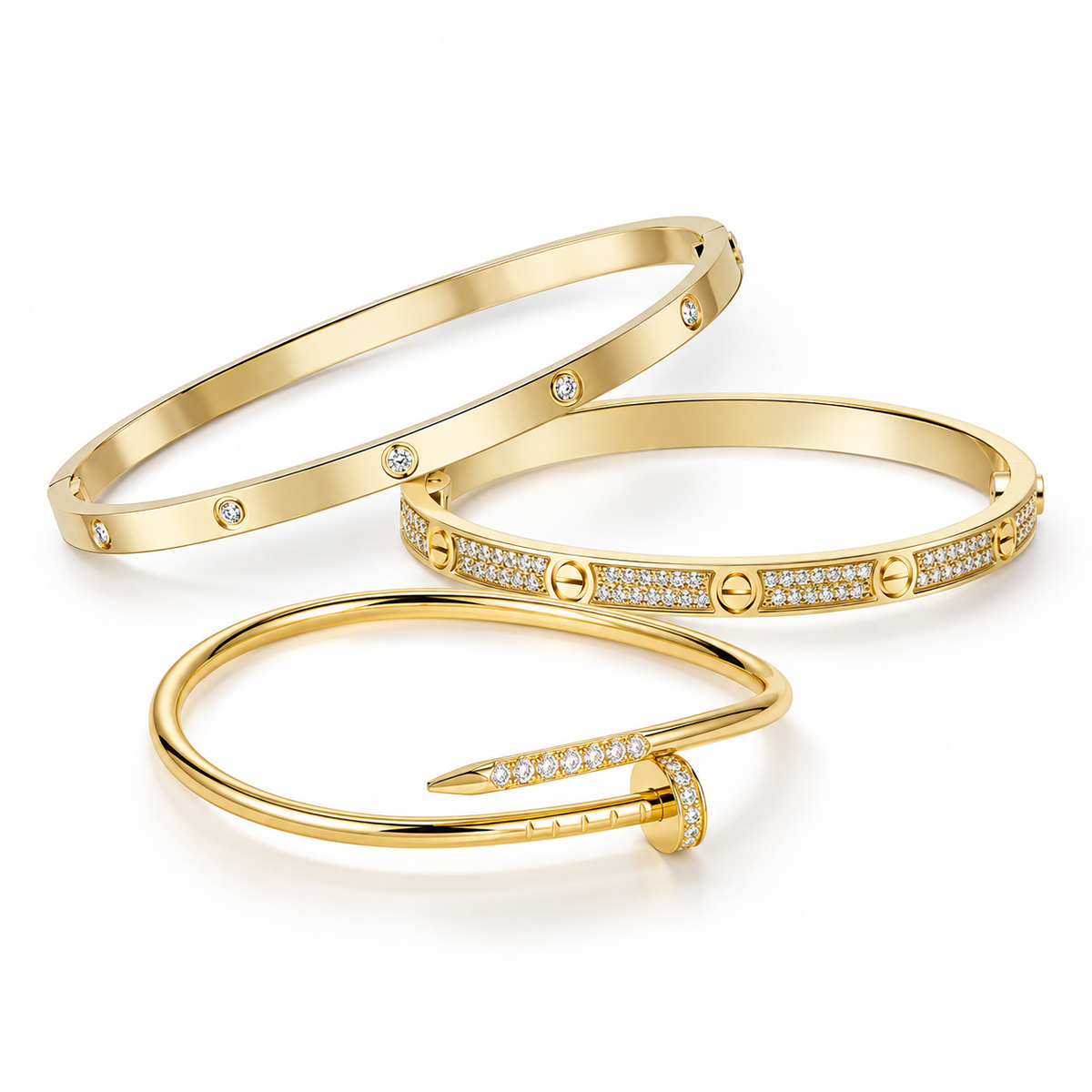 [ElanLuxe Jewelry] JUSTE Diamond & LOVE Diamond Bracelet Stack Set