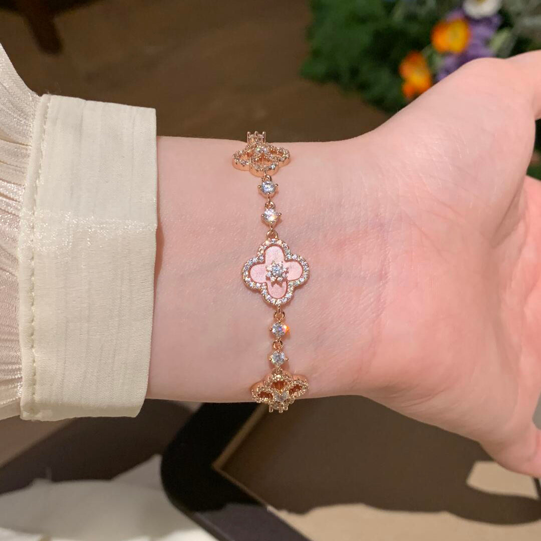 [ElanLuxe Jewelry]CLOVER 5 MOTIF PINK BLUE RED WHITE BRACELET