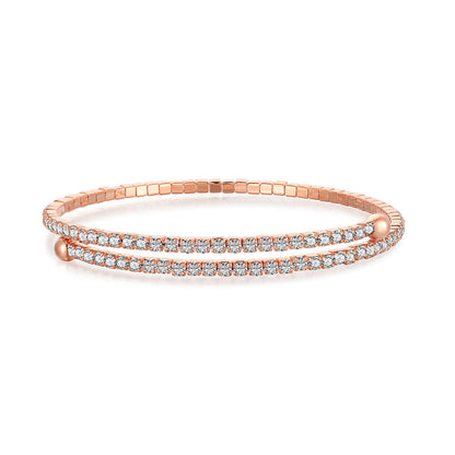 [ElanLuxe Jewelry]Row of Diamonds Round Fashion Bracelet