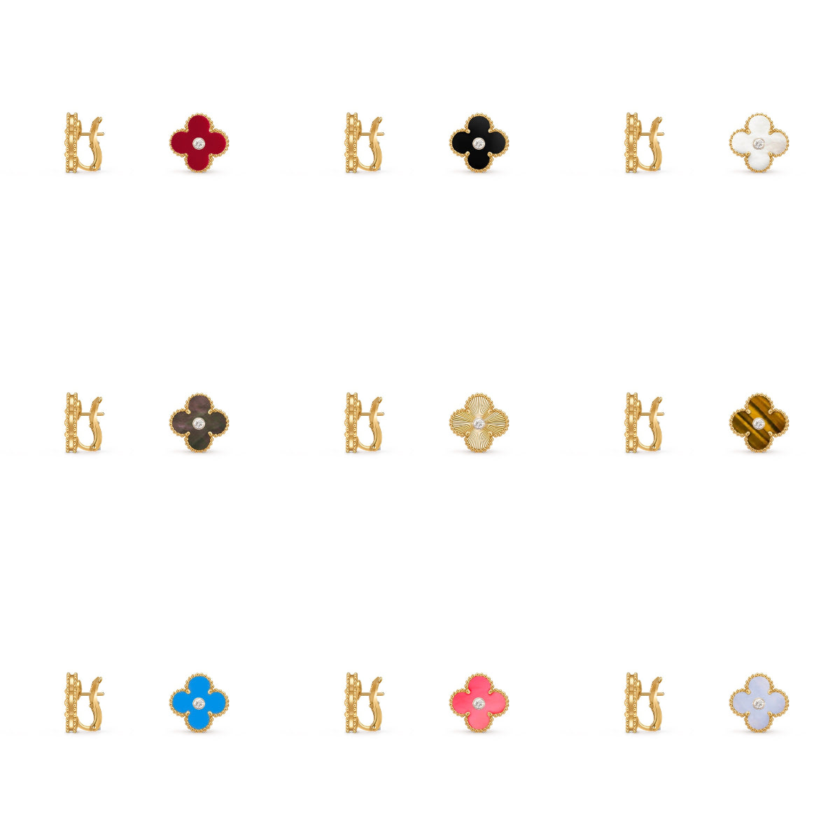 [ElanLuxe Jewelry]CLOVER 15MM MOP DIAMOND EARRINGS COLLECTION