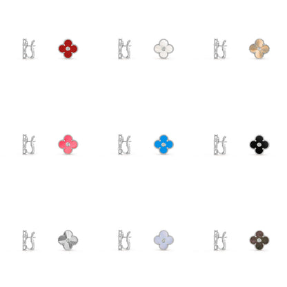 [ElanLuxe Jewelry]CLOVER SILVER 15MM MOP DIAMOND EARRINGS COLLECTION