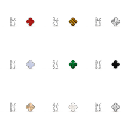 [ElanLuxe Jewelry]CLOVER SILVER 15MM MOP EARRINGS COLLECTION