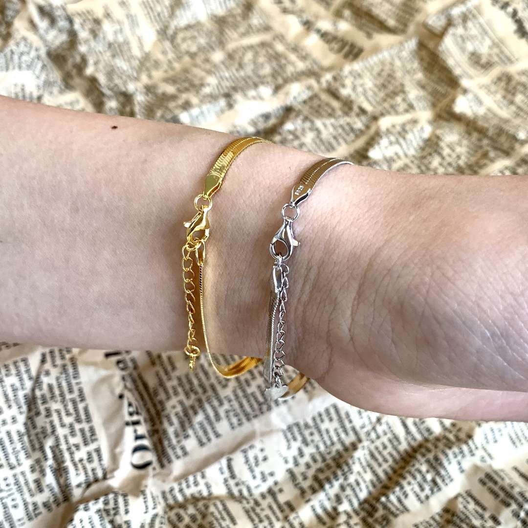 [ElanLuxe Jewelry]Flat Snake Bone Chain Blade Necklace