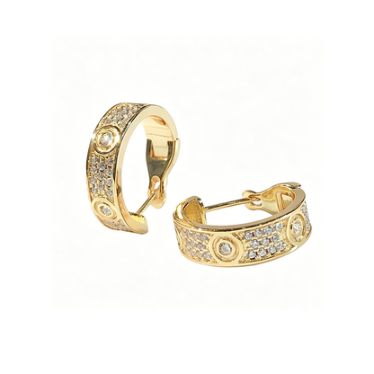 [ElanLuxe Jewelry]LOVE 5.5MM DIAMOND PAVED EARRINGS