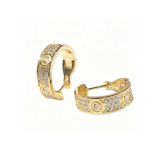 [ElanLuxe Jewelry]LOVE 5.5MM DIAMOND PAVED EARRINGS