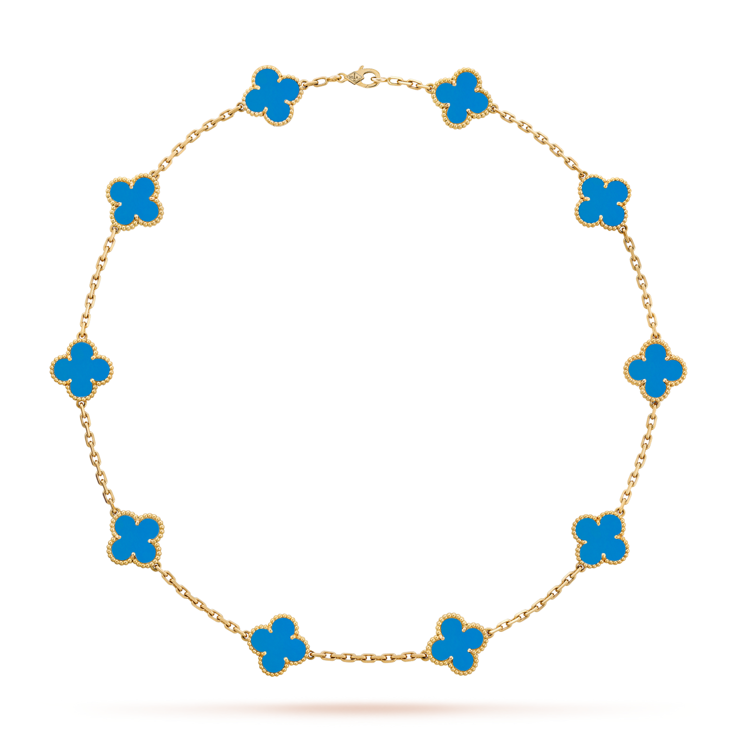 [ElanLuxe Jewelry]CLOVER 10 MOTIFS BLUE AGATE NECKLACE
