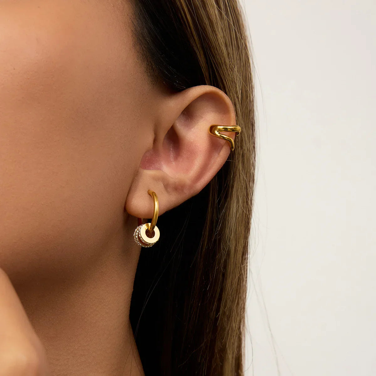 [ElanLuxe]Rosiel Gold Ear Cuff Earrings