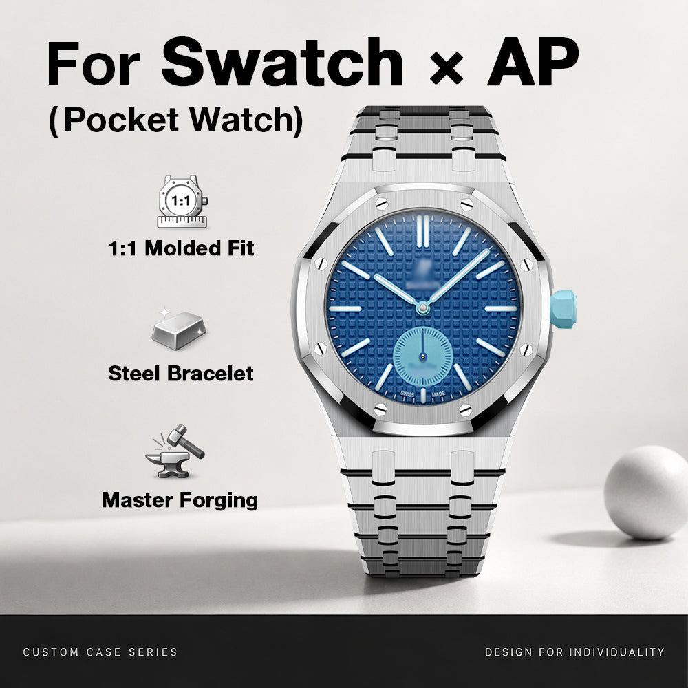 Strap For Ap Swatch Royal Oak Pop Exclusive Steel Case & Strap Full‑wrap Embedded Watch Band