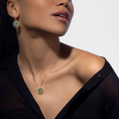 [ElanLuxe Jewelry]LUCKY MOVE 1 DIAMOND MALACHITE GOLD DIAMOND NECKLACE