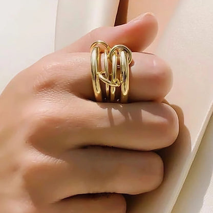 [ElanLuxe]Alexandria Two-Tone Stacked Ring
