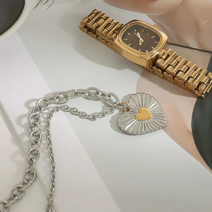 [ElanLuxe]Judith Two Tone Heart Pendant
