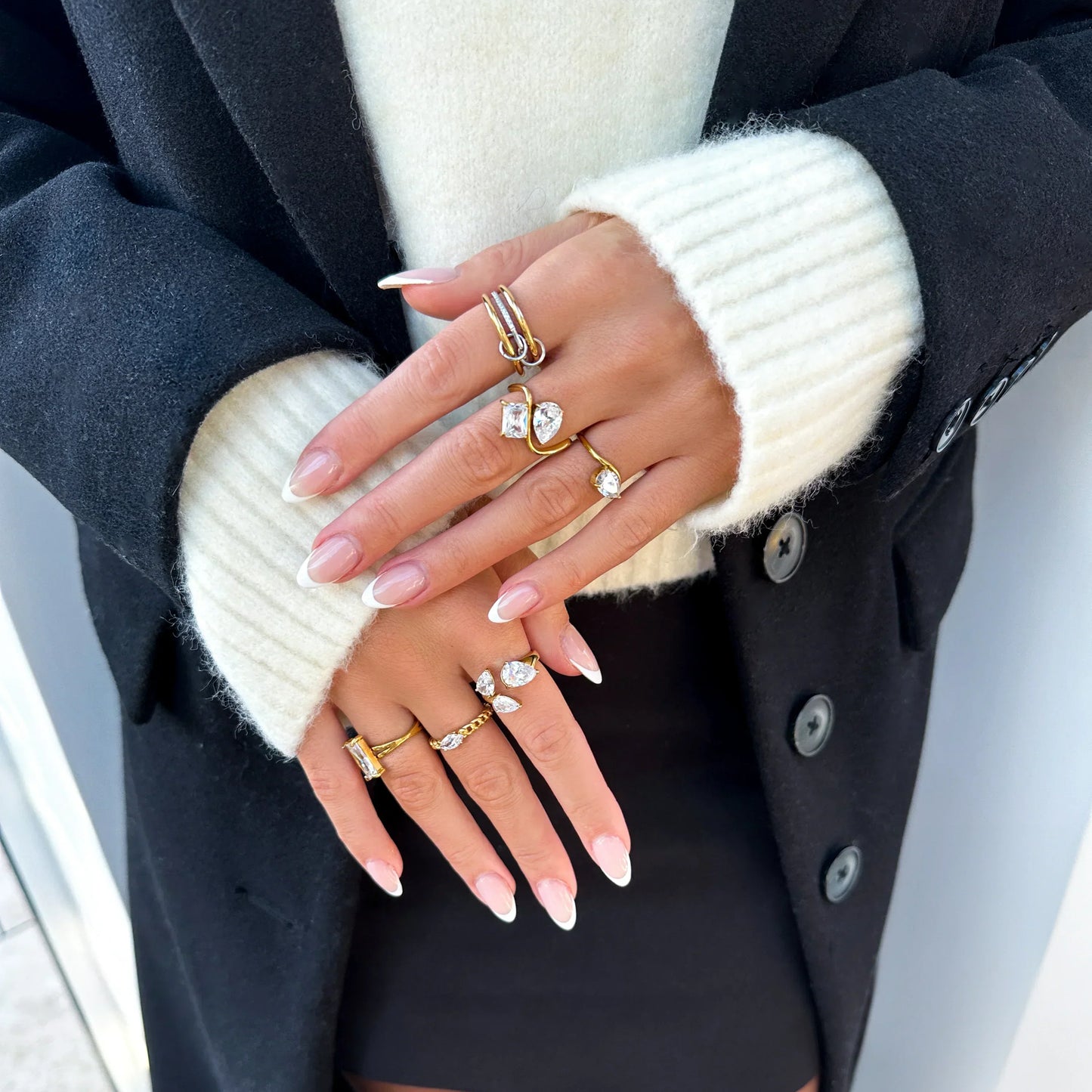 [ElanLuxe]Chastity Diamond Ring Stack