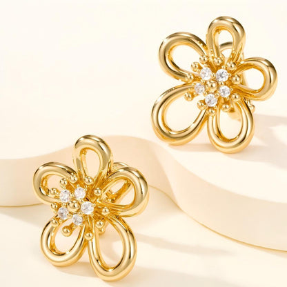 [Elanluxe Jewelry] FLOWERLACE EARRING 5 DIAMONDS