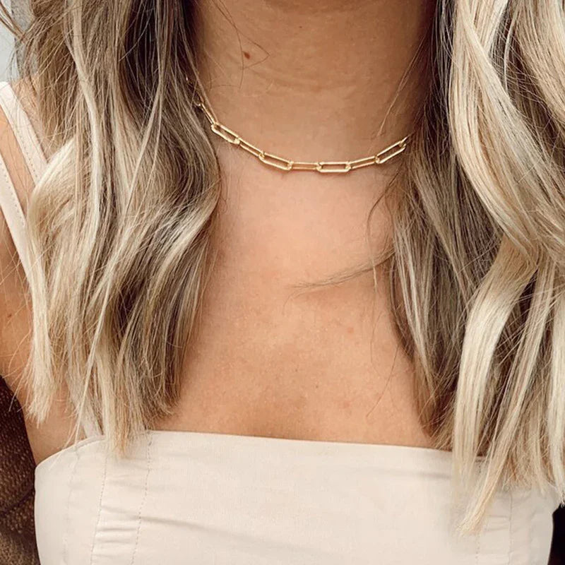 [ElanLuxe]Amber Gold Chain Necklace