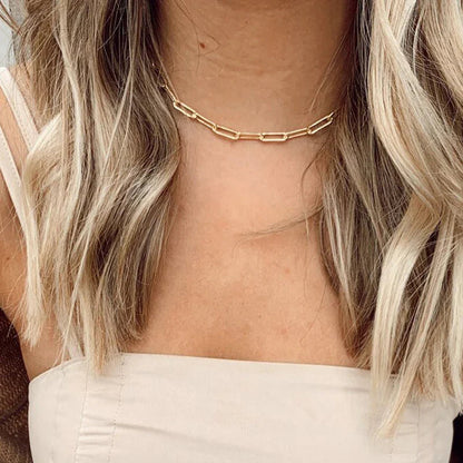 [ElanLuxe]Amber Gold Chain Necklace