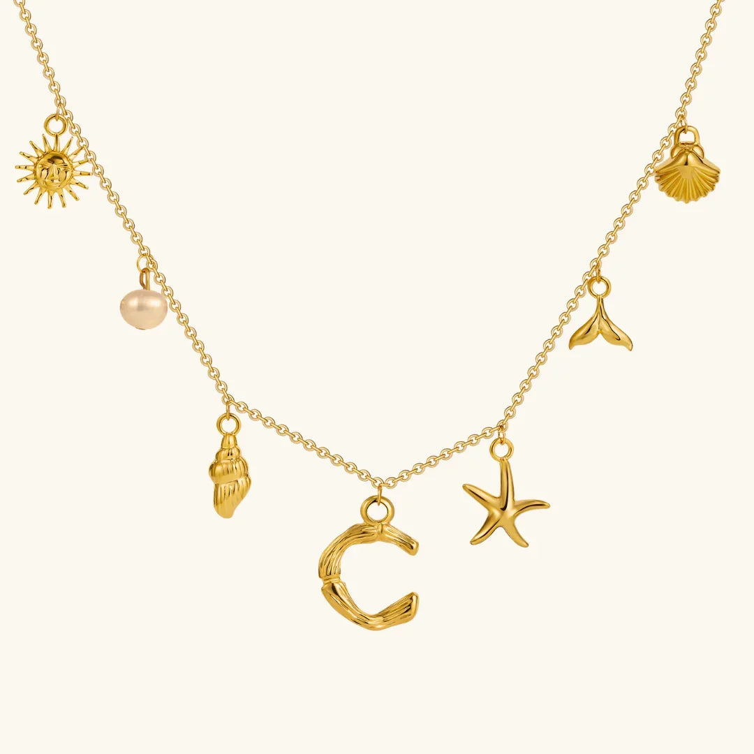 [ElanLuxe]Avaria Ocean Initial Necklace