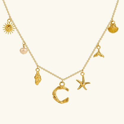[ElanLuxe]Avaria Ocean Initial Necklace