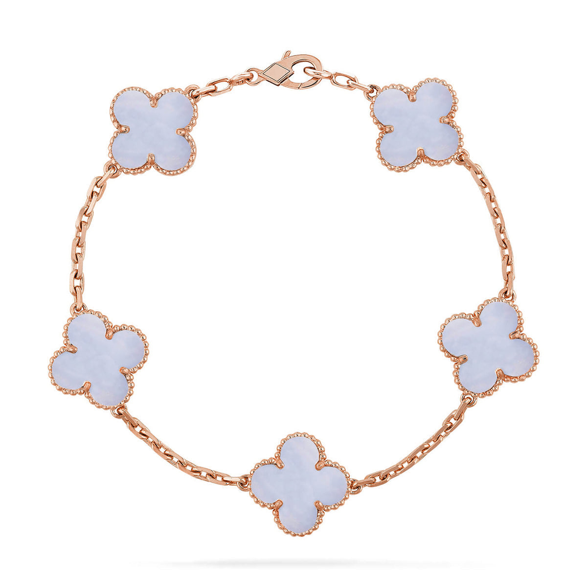 [ElanLuxe Jewelry] CLOVER 5 MOTIF PURPLE CHALCEDONY BRACELET COLLECTION