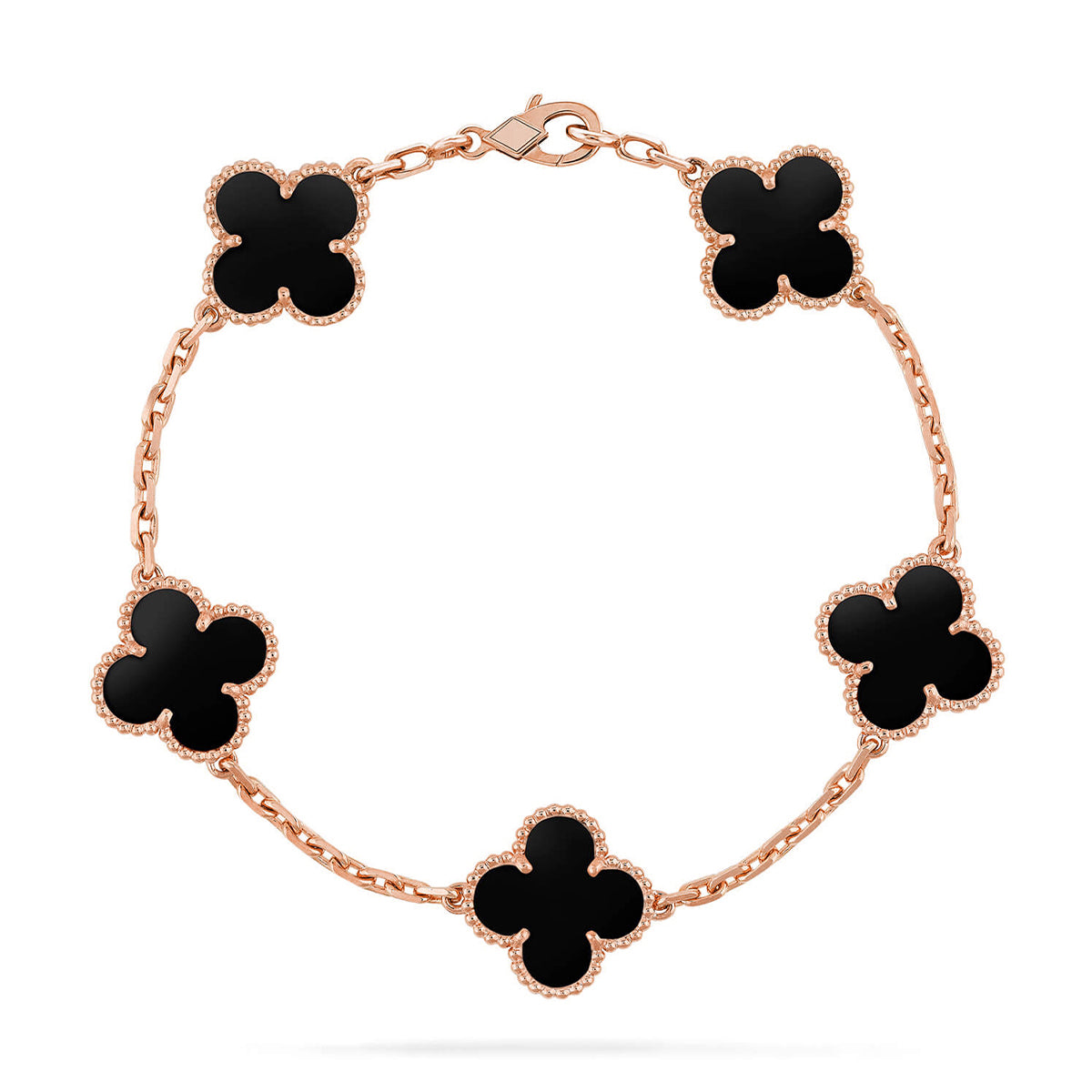 [ElanLuxe Jewelry] CLOVER 5 MOTIF ONYXS BRACELET COLLECTION