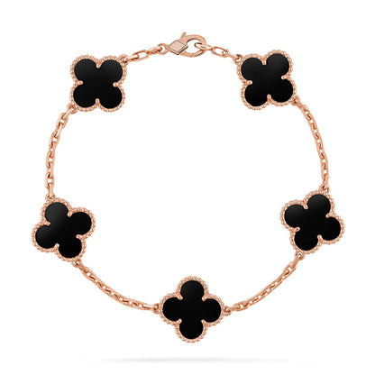[ElanLuxe Jewelry] CLOVER 5 MOTIF ONYXS BRACELET COLLECTION